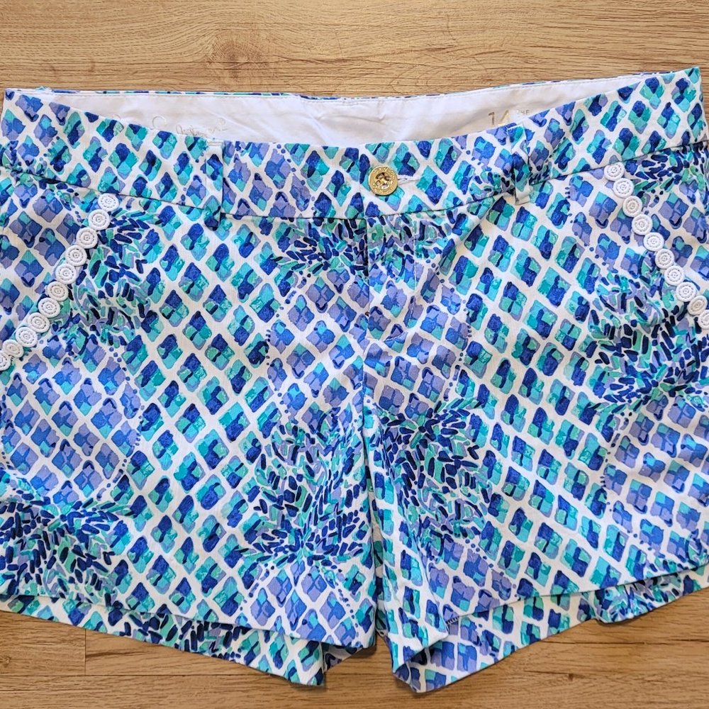 Lilly Pulitzer The Callahan Blue Teal Pineapple Shorts
